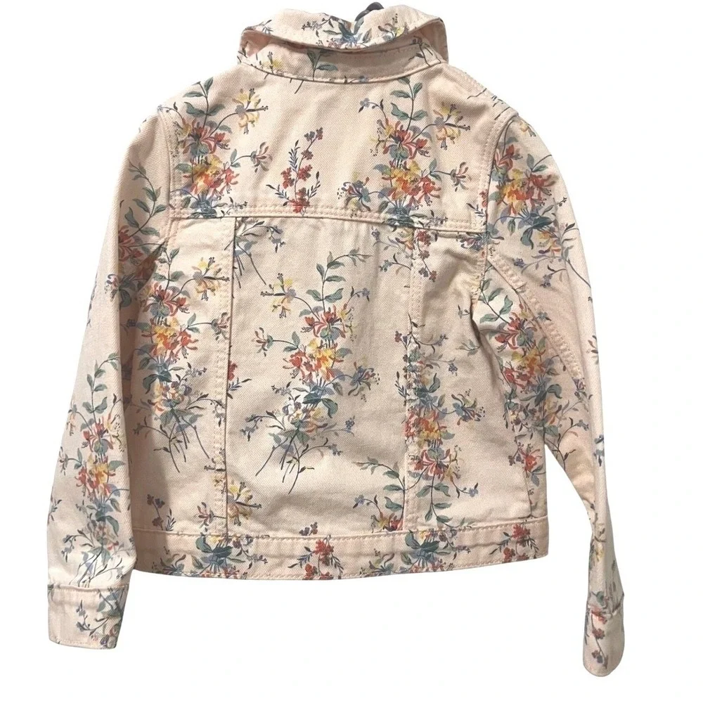 Gap Kids Pink Floral Denim Trucker Jacket Toddler Girls 4T‎ Botanical Print